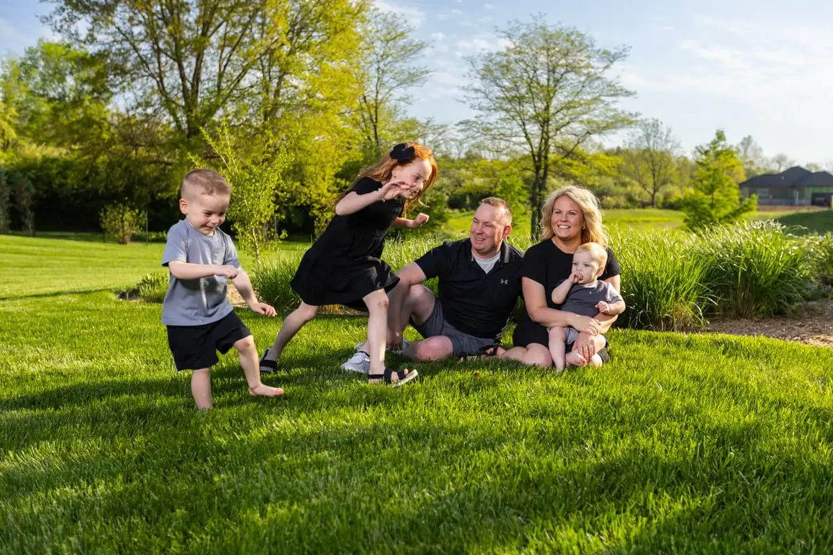 Family spending time together on a green lawn