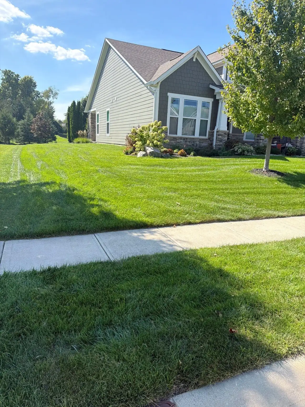 Front lawn and sidewalk outside a Noblesville, Indiana home