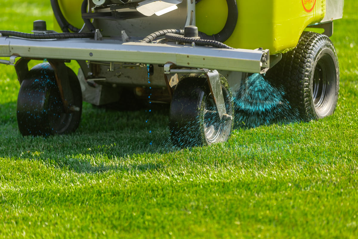 liquid weed control being sprayed