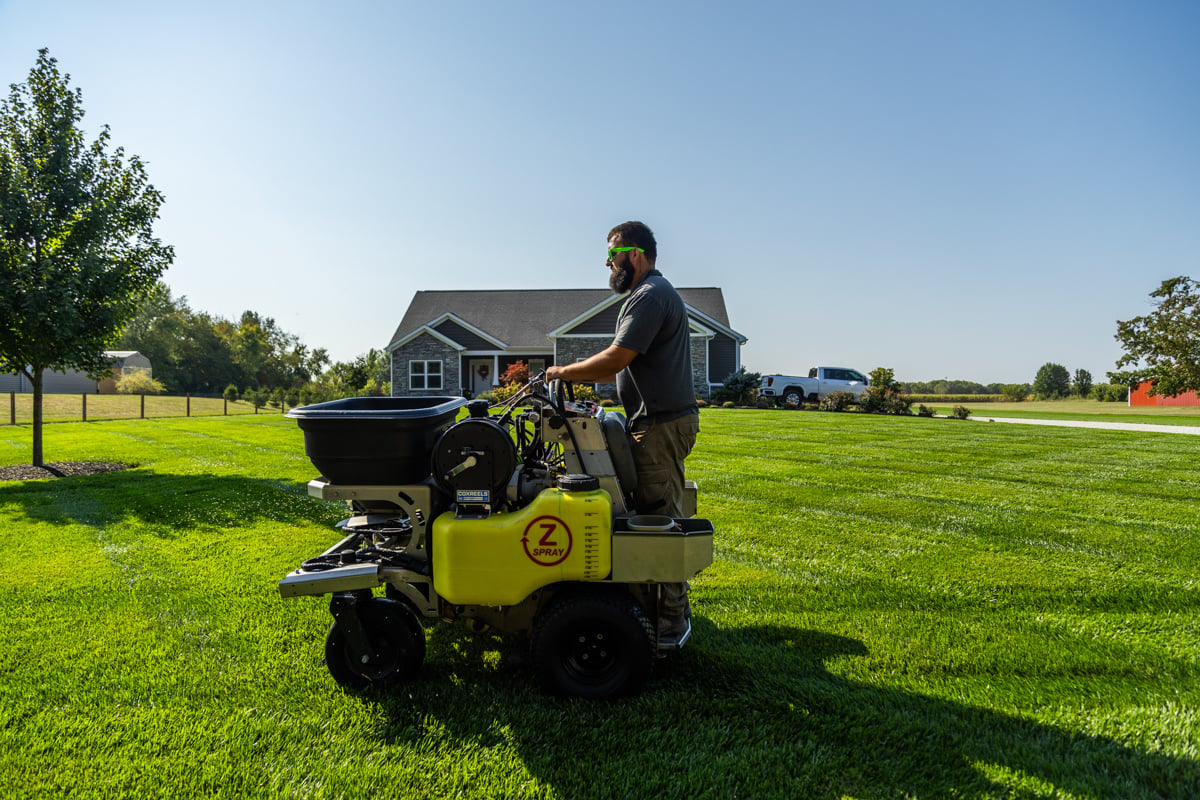 lawn care services being performed on a machine