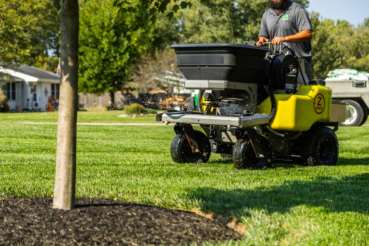 lawn treatment being applied